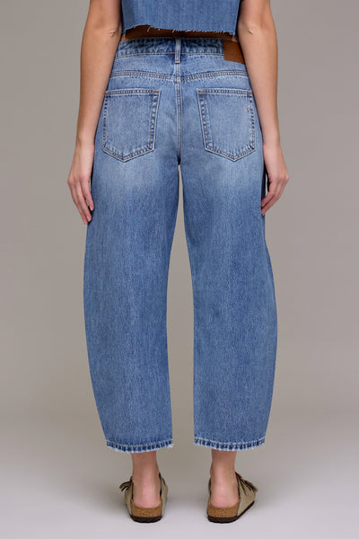 Medium Dark 25in Inseam Crop Barrel Jean - Lulu Bella Boutique