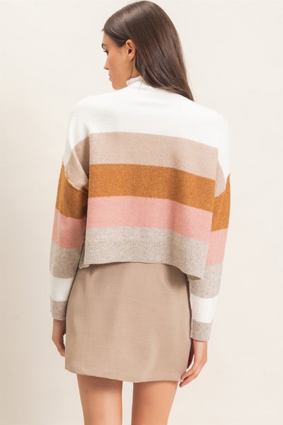 Color Block Turtleneck Sweater