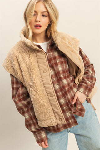 Cozy Sherpa Vest  With Tie-up Side Details