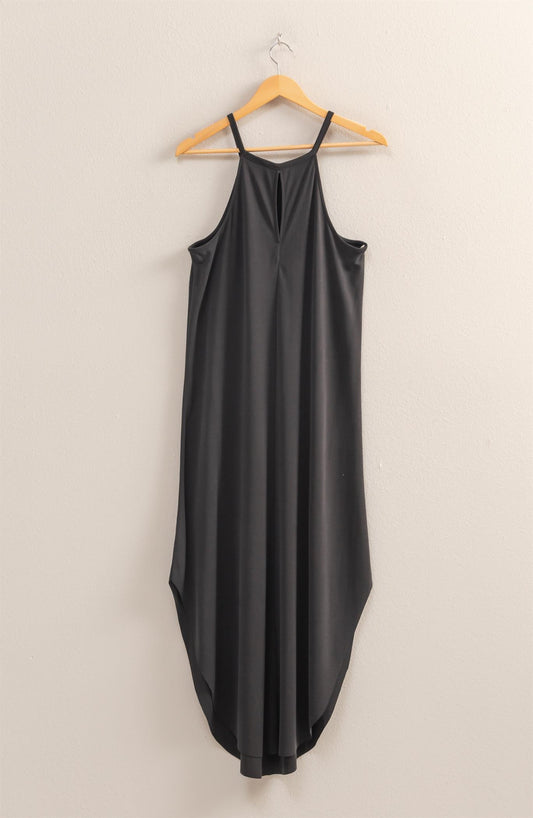 Halter Neck Asymmetrical Midi Dress