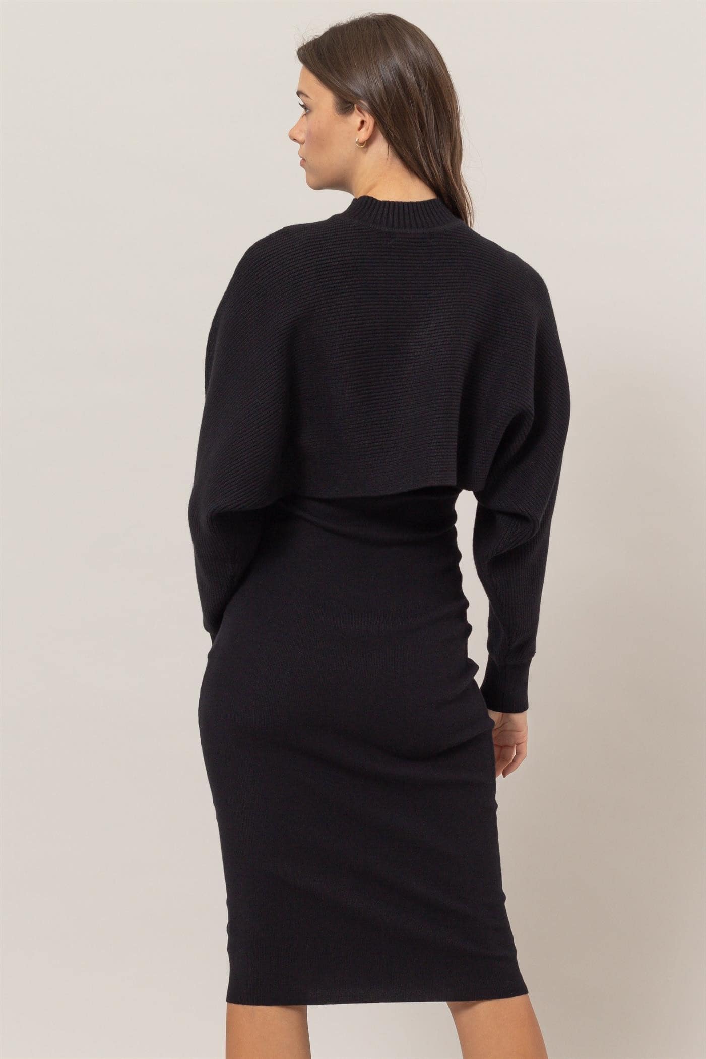 Bodycon Dress and Sweater Set Black / L