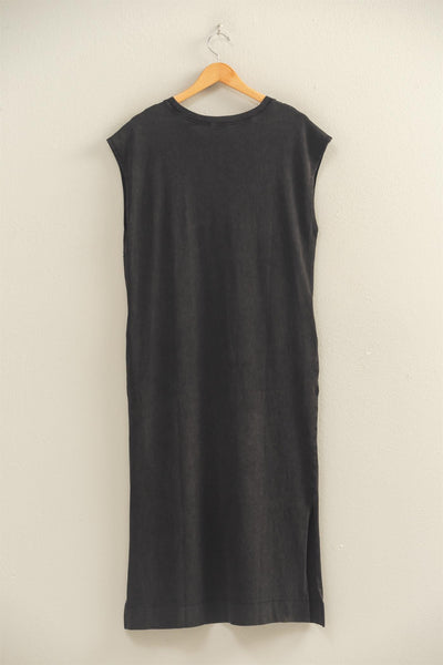 Mineral Wash Cap Sleeve Midi Dress - Lulu Bella Boutique