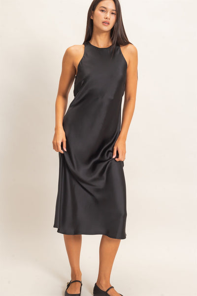 Sleeveless Satin Midi Dress