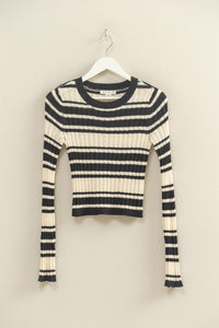 Horizontal Striped Crew Neck Sweater