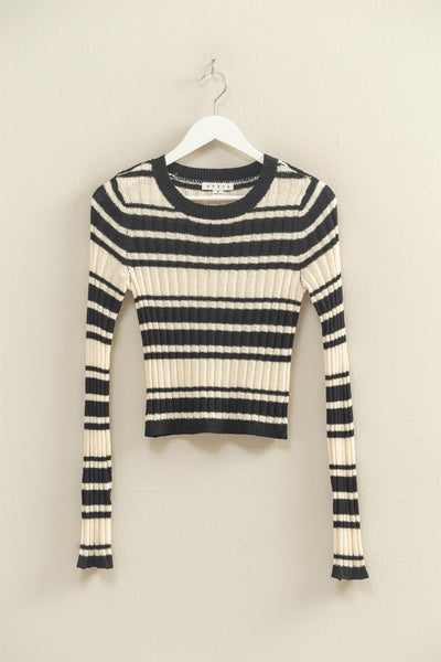 Horizontal Striped Crew Neck Sweater