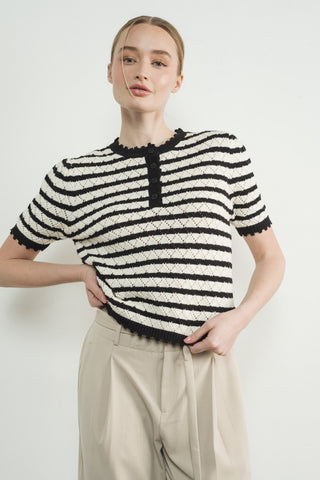 Striped Puff Shorts Sweater