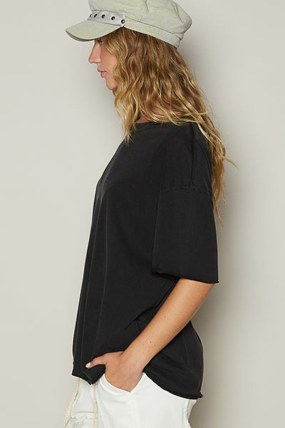 Round Neck Short Sleeve Basic Solid Top