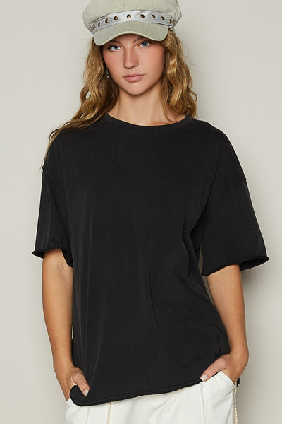 Round Neck Short Sleeve Basic Solid Top