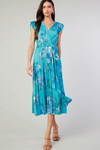 Floral Printed Surplus Midi Dress
