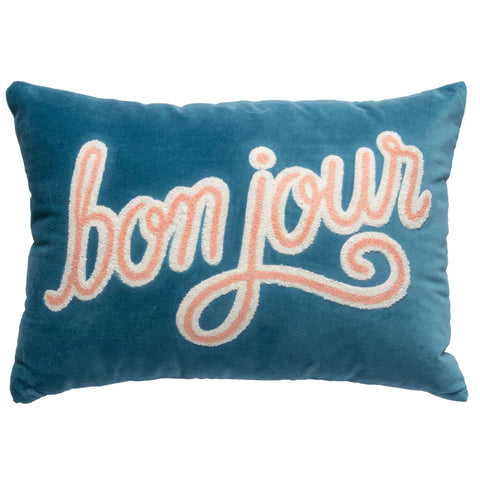 Bon Jour Lumbar Velvet Pillow - Lulu Bella Boutique