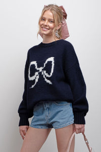 Bow Graphic Knit Sweater