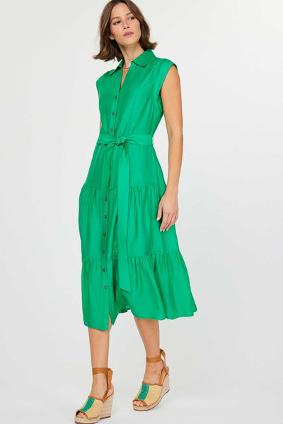 Button Down Tiered Midi Dress - Lulu Bella Boutique
