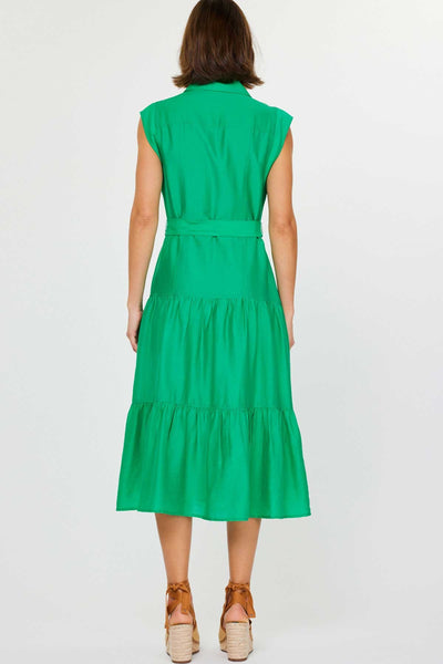 Button Down Tiered Midi Dress - Lulu Bella Boutique