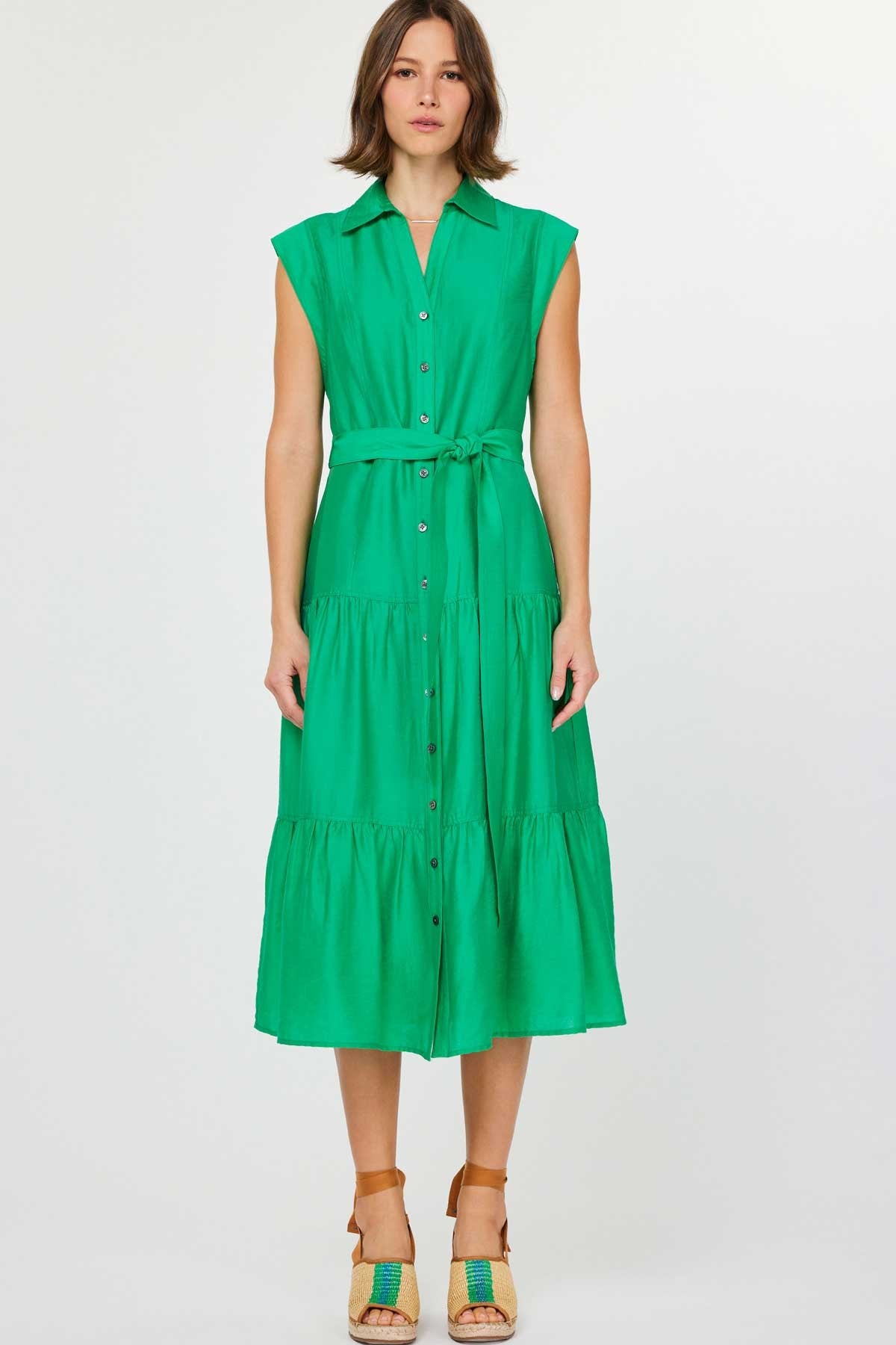 Button Down Tiered Midi Dress - Lulu Bella Boutique