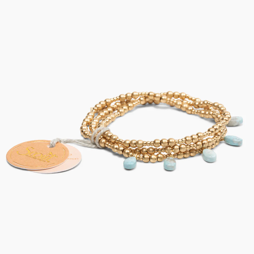 Metal Wrap Timeless Blue Howlite Jewelry - Gold - Lulu Bella Boutique
