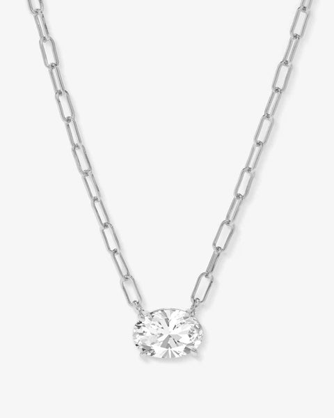 Baby Hello Gorgeous Necklace Silver|White Diamondettes - Lulu Bella Boutique