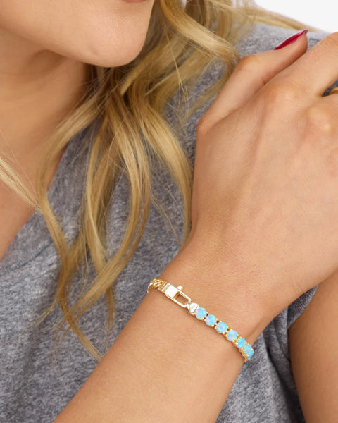 Julian Loves Opals Bracelet 5mm Gold|Blue Opal - Lulu Bella Boutique