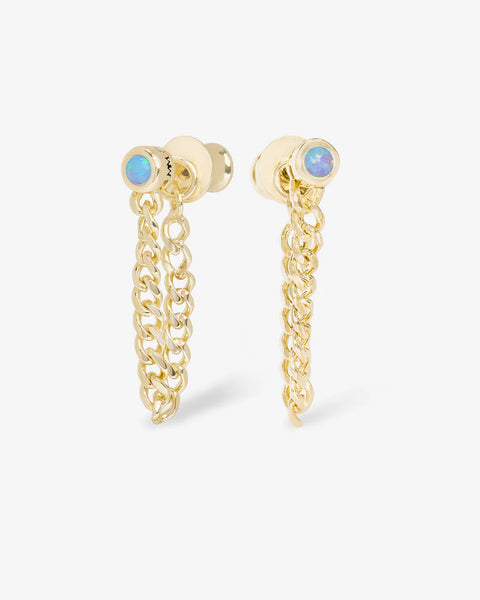 Julian 3mm Soft Chain Hoops Gold|Blue Opal - Lulu Bella Boutique