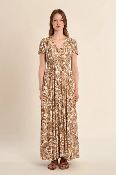 Leaf Printed Maxi Dress - Lulu Bella Boutique