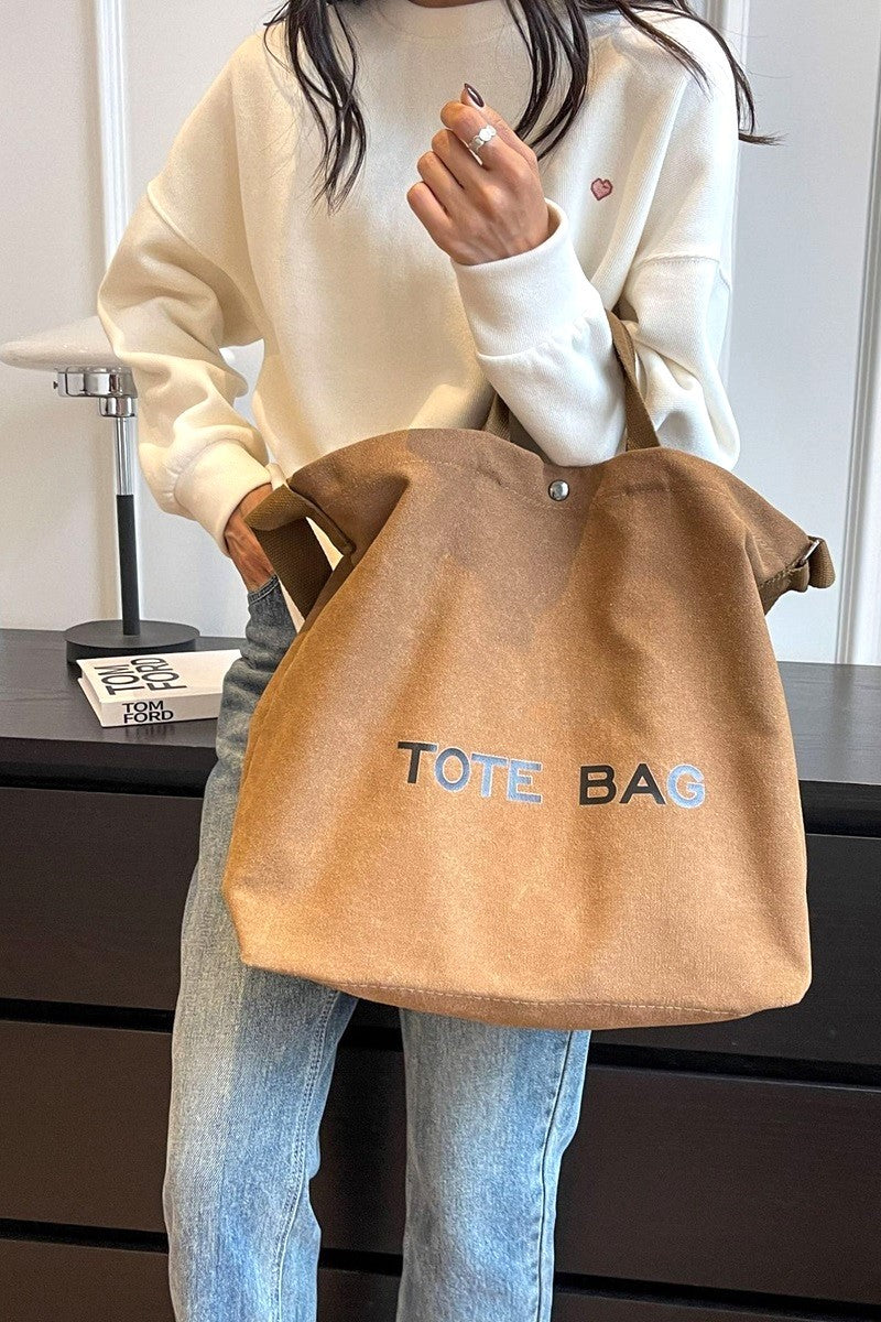 Large Capacity Canvas Shoulder Tote Bag - Lulu Bella Boutique
