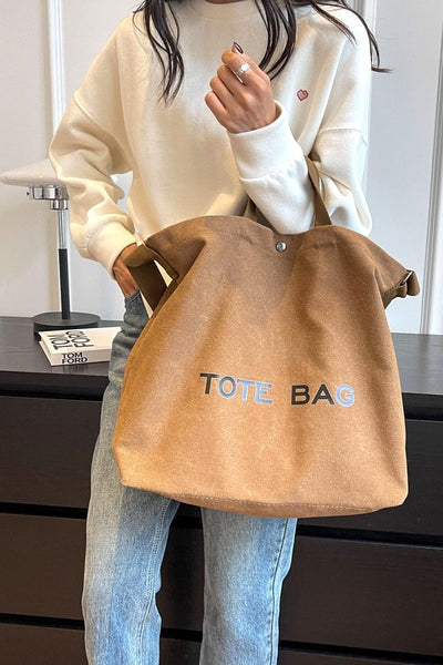 Large Capacity Canvas Shoulder Tote Bag - Lulu Bella Boutique