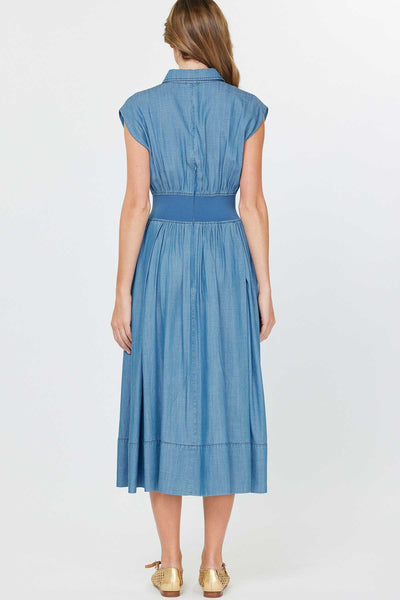 Cap Sleeve Midi Length Shirt Dress