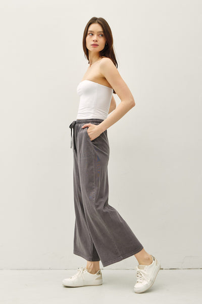 Garment-dyed Cotton Wide Leg Pants - Lulu Bella Boutique