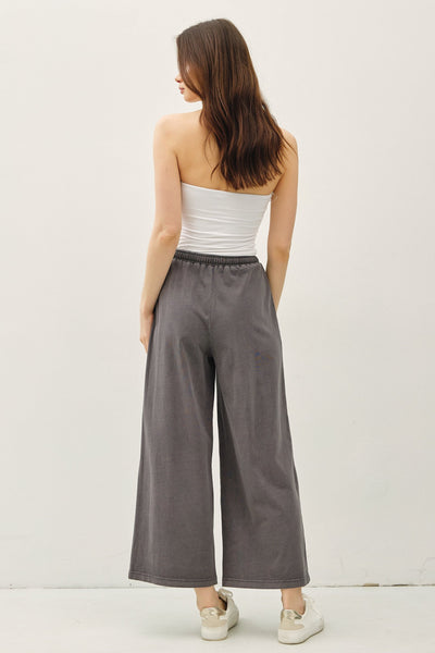 Garment-dyed Cotton Wide Leg Pants - Lulu Bella Boutique