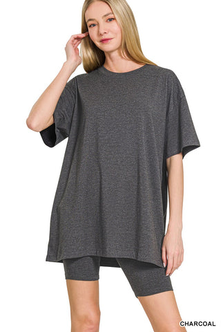 Cotton Round Neck Top & Biker Shorts - Lulu Bella Boutique