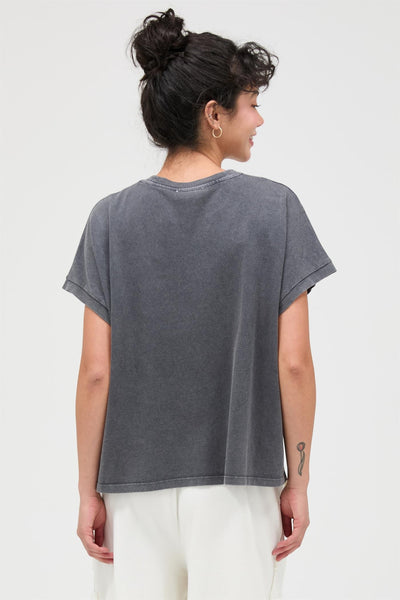 Capped Sleeve Mineral Wash T-shirt - Lulu Bella Boutique