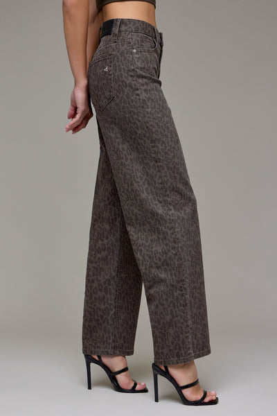 Brown Cheetah Stretch Low Rise Dad Jean - Lulu Bella Boutique