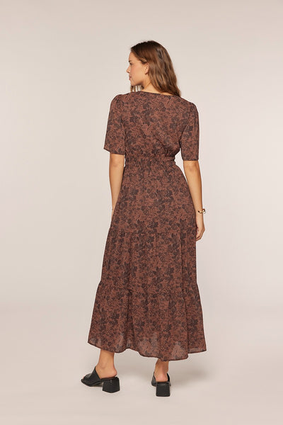 Fall Floral Open Neck Dress - Lulu Bella Boutique
