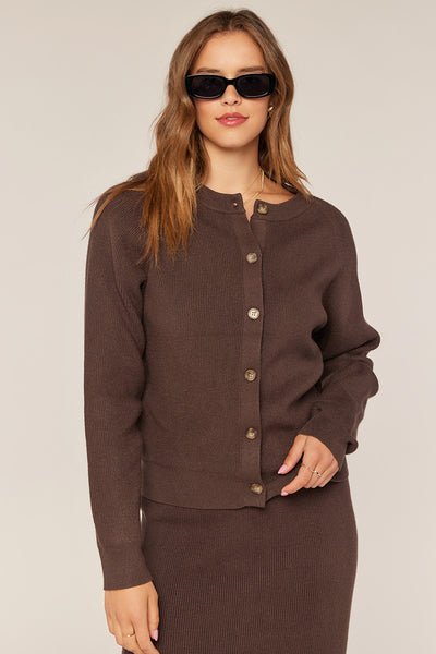 Ribbed Button Sweater Skirt Set