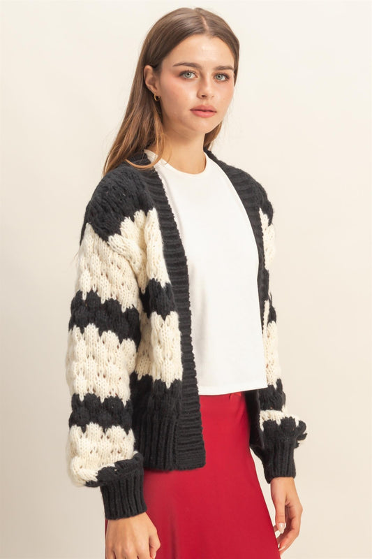 Oversized Cloud Pattern Knit Cardigan