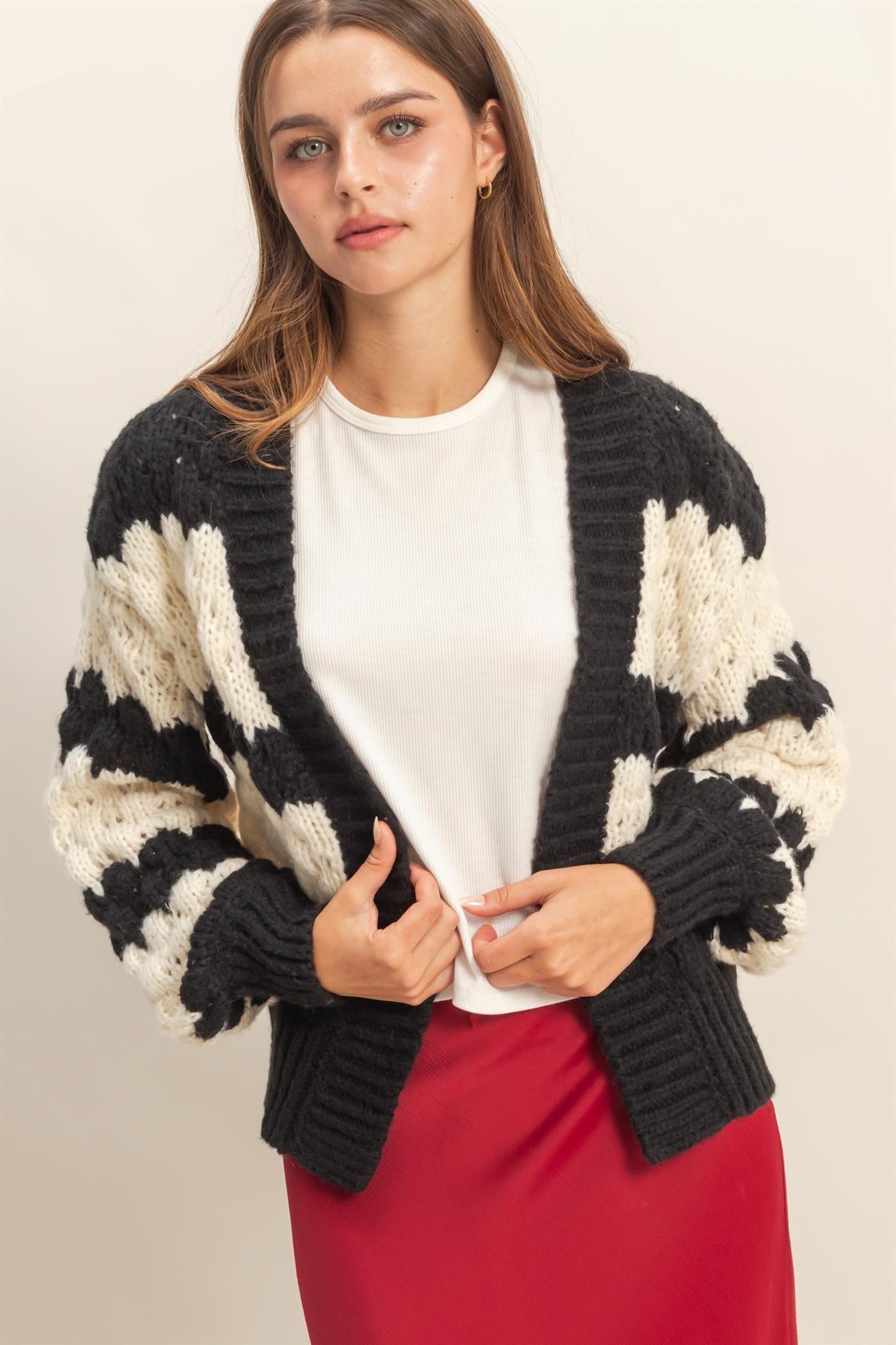 Oversized Cloud Pattern Knit Cardigan