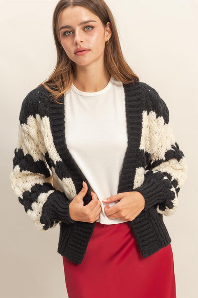 Oversized Cloud Pattern Knit Cardigan