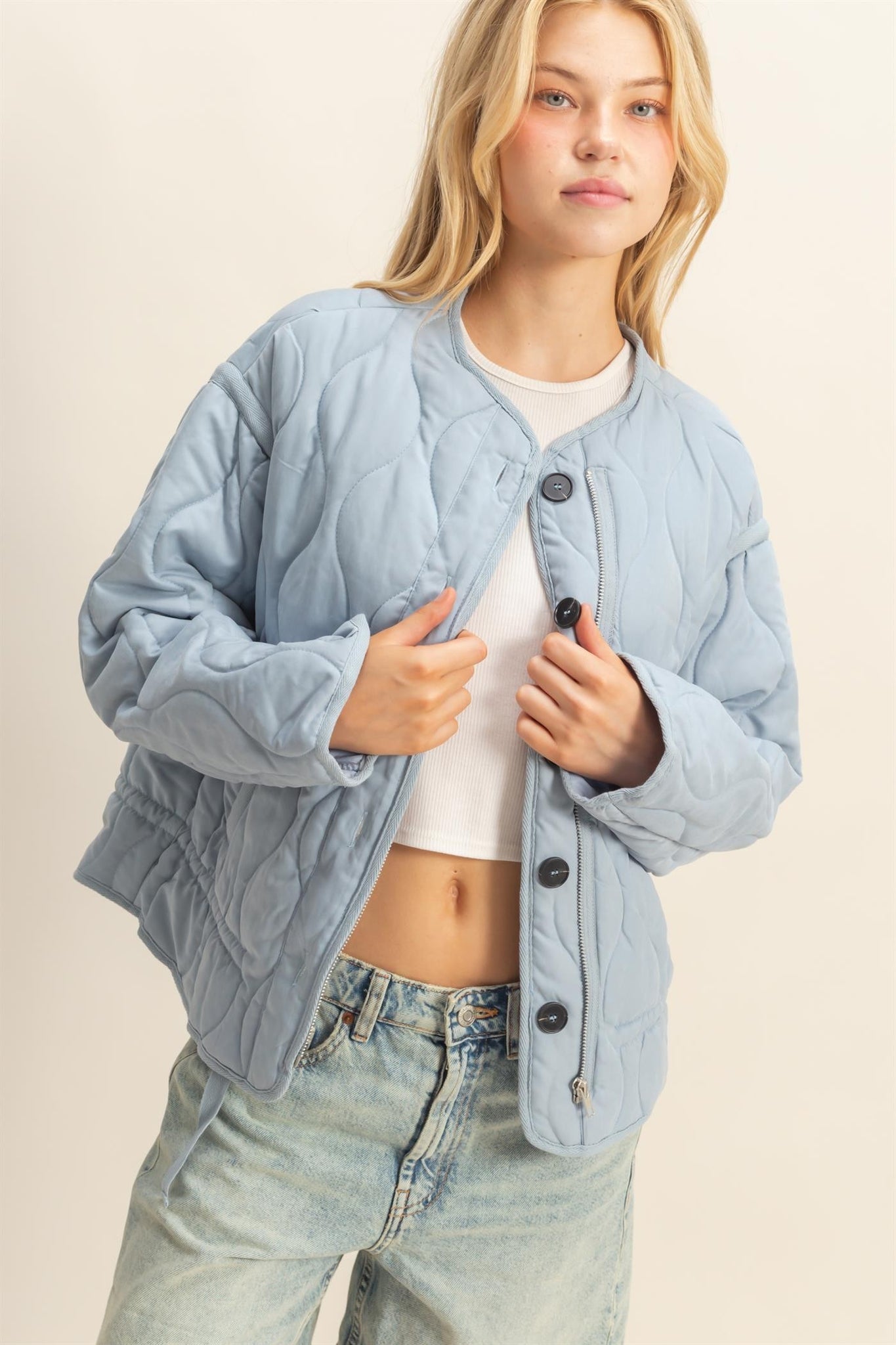 Quilted Peplum Outerwear Jacket