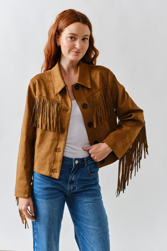 Faux Suede Fringe Jacket