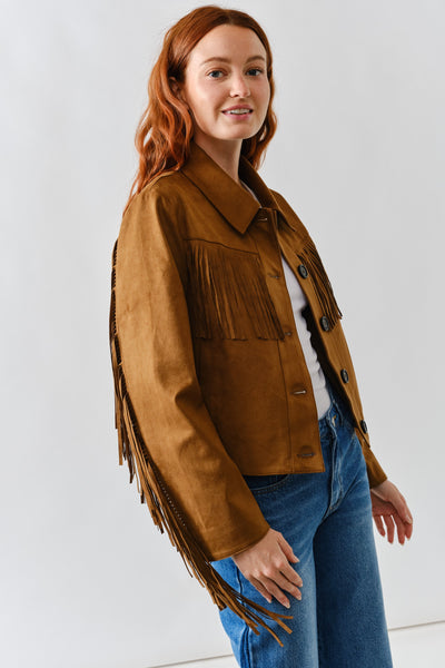 Faux Suede Fringe Jacket