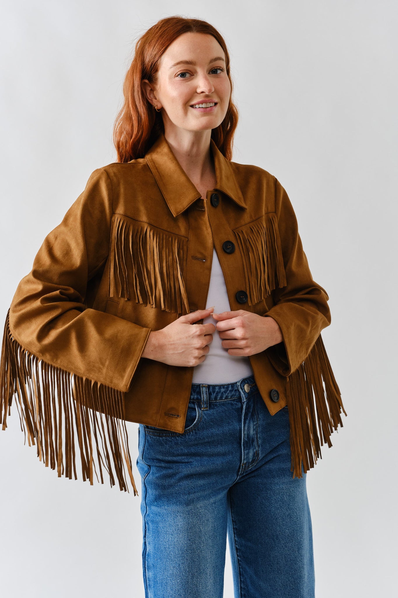 Faux Suede Fringe Jacket