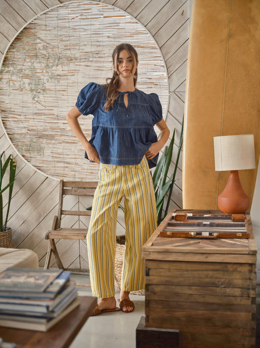 Color Stripe Barrel Pants