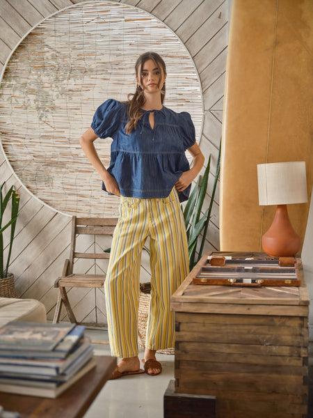 Color Stripe Barrel Pants