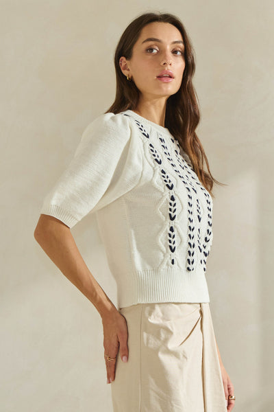 Contrast Stitch Sweater Top