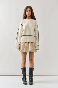 Oversized Fit Contrast Stitching Sweater