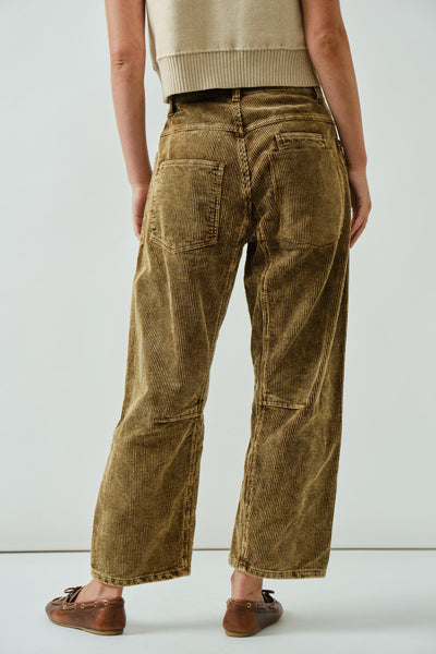 Barrel Corduroy Pants With Eyelet Waist