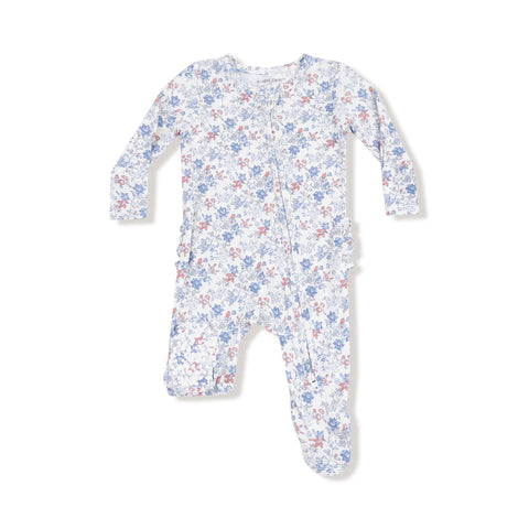 Country Girl Floral 2-Way Ruffle Zipper Footie