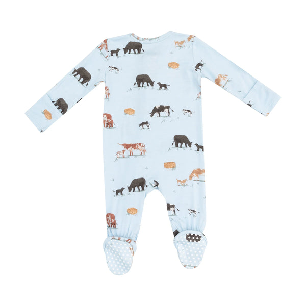 Cow Families 2 Way Zipper Footie - Lulu Bella Boutique