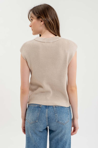 Sleeveless Crew Neck Sweater