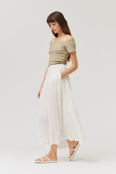 Crinkle Fabric Midi Skirt - Lulu Bella Boutique