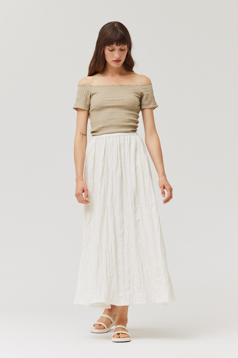 Crinkle Fabric Midi Skirt - Lulu Bella Boutique